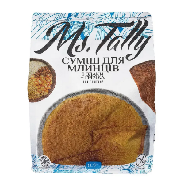 Cмесь без глютена для блинов 3 злака + гречка Ms. Tally  900 г