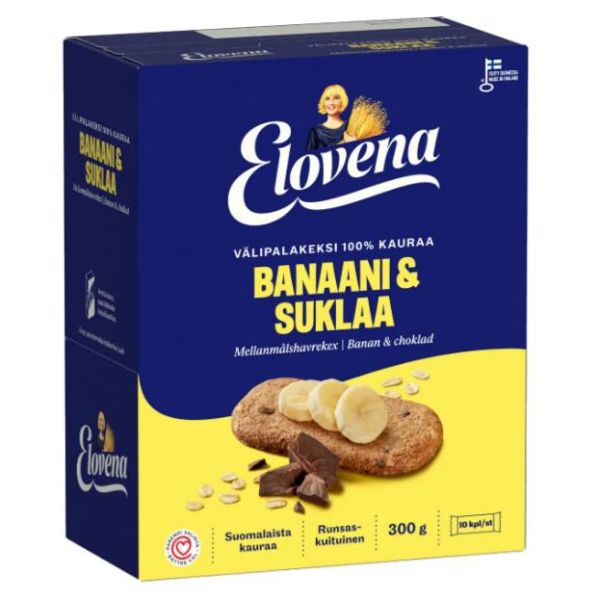 Галеты овсянные ELOVENA банан и шоколад 300 г (10 шт х 30 г)