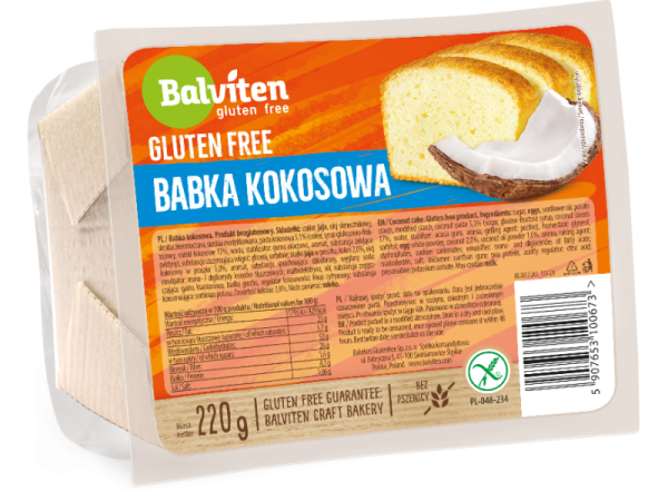 Кекс без глютену кокосовий Balviten 220 г