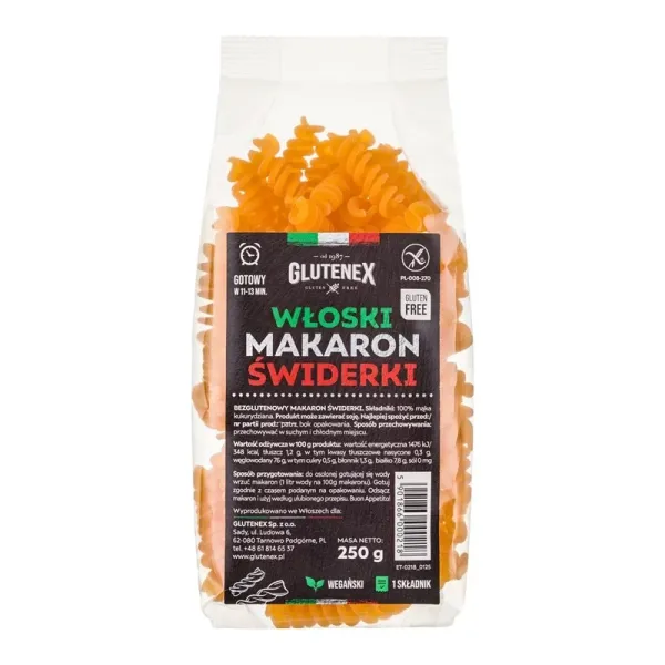 Макароны без глютена спиральки Fusilli Glutenex 250 г