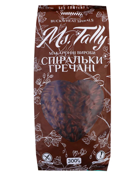 Макароны без глютена спиральки гречневые Ms. Tally 300 г