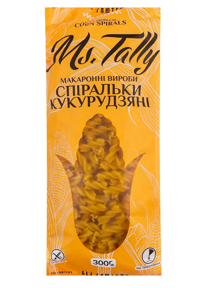 Макароны без глютена спиральки кукурузные Ms. Tally  300 г