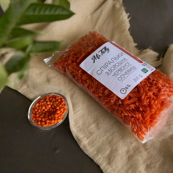 Макароны без глютены спиральки из красной чечевицы Ms. Tally 300 г