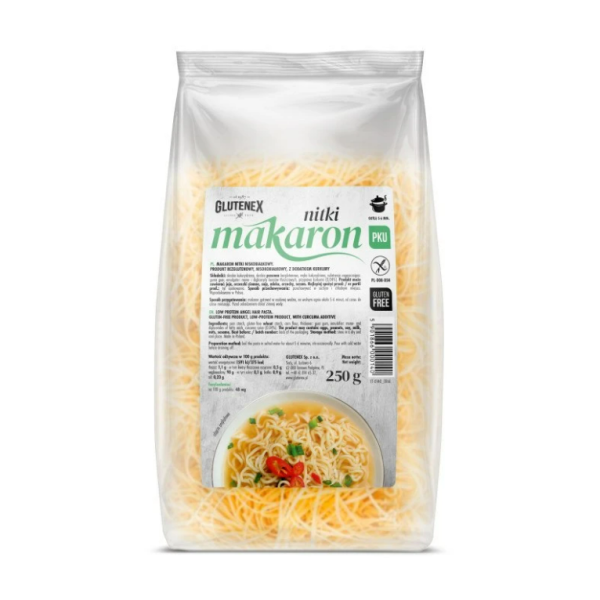 Макароны без глютена тонкая нить с куркумой низкобелковые PKU Glutenex 250 г