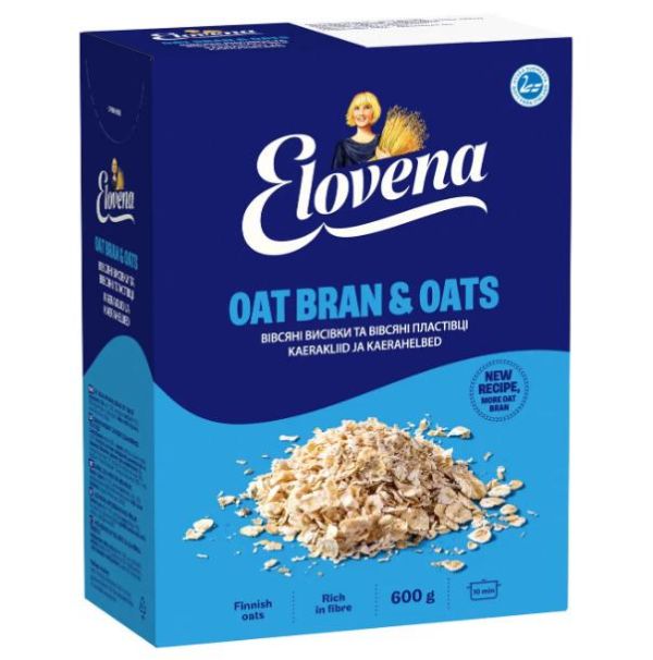 Отруби овсяные с овсяными хлопьями ELOVENA 600г