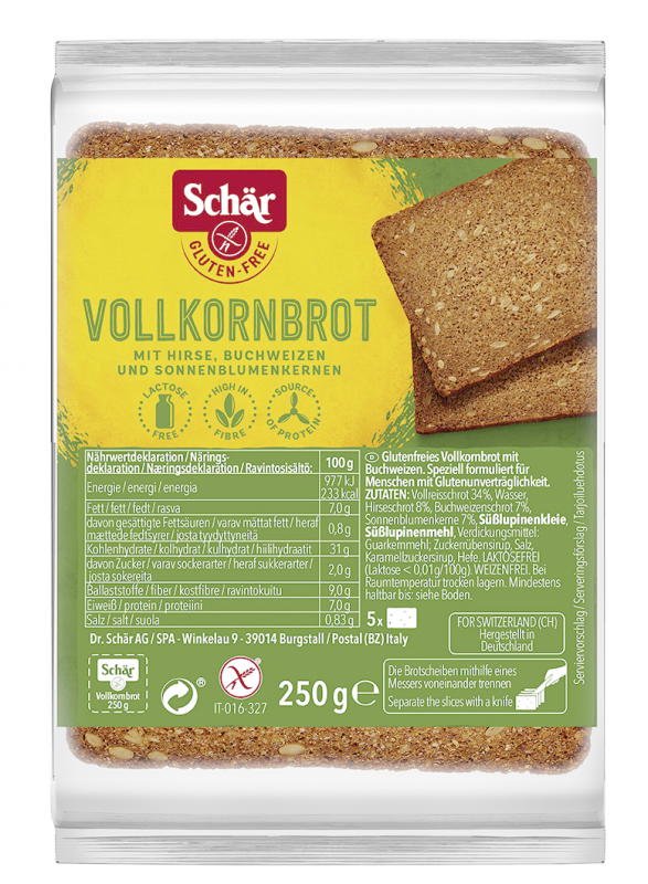 Хлеб без глютена зерновой  "Vollkornbrot" Dr. Schar 250 г